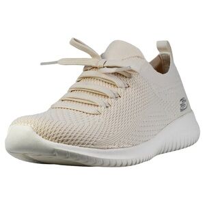 Skechers Beige Knit Lace-Up Sneakers